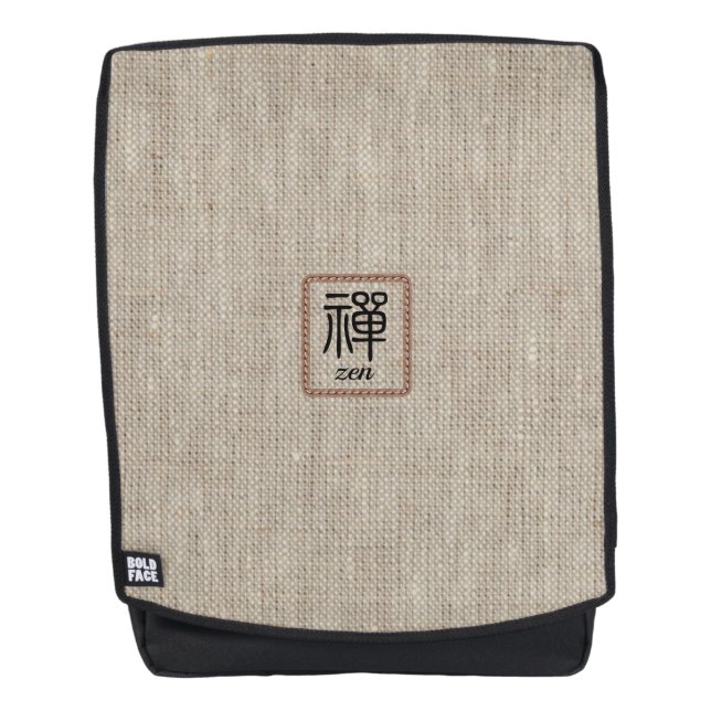 Mochila Zen rústico look falso burlap print beige (Anverso)