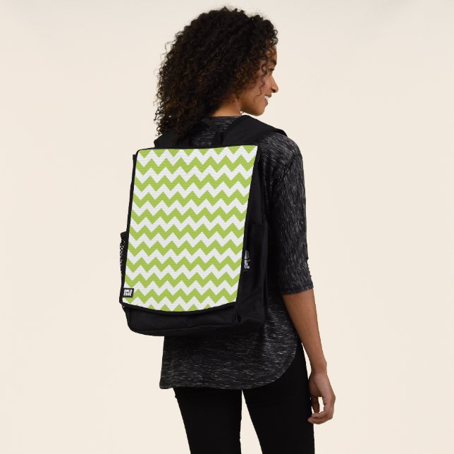 Mochila Zigzag verde, Chevron verde, patrón geométrico (Puesto)