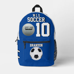 mochilas de fútbol jugador personalizado azul blan