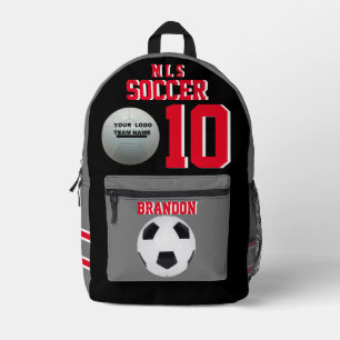 mochilas de fútbol jugador personalizado negro gri