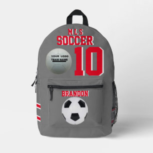 mochilas de fútbol jugador personalizado rojo gris