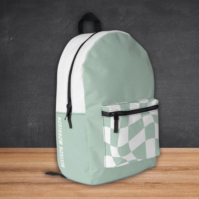 Mochilas de la escuela de nombres personalizados - (Custom Name School Backpacks - Sage Green)