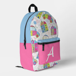 Mochilas Monograma de Casas Coloridas Divertidas p