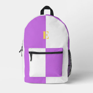 Mochilas personalizadas con nombre moradas y blanc