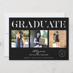 Mod Black Circle 4 Foto Graduación Invitación 1