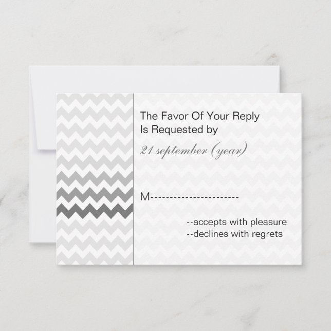 Mod chevron gris Ombre boda rsvp 3.5 x 5 (Anverso)