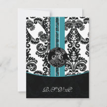 mod damask aqua rsvp estándar 3.5 x 5