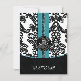 mod damask aqua rsvp estándar 3.5 x 5