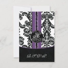 mod damask púrpura tarjetas rsvp estándar 3.5 x 5