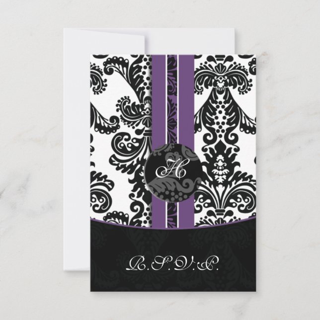 mod damask púrpura tarjetas rsvp estándar 3.5 x 5 (Anverso)