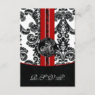 mod damask tarjeta rsvp roja estándar 3.5 x 5