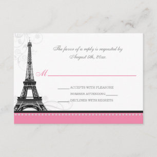 Mod Flourish Eiffel Tower Tarjetas RSVP Pink Paris