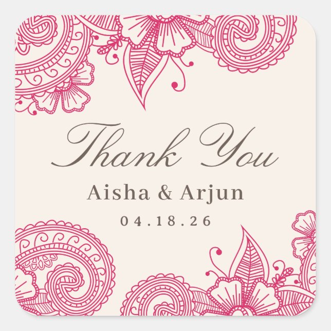 Mod Mehandi Wedding Favor Pegatinas (Anverso)