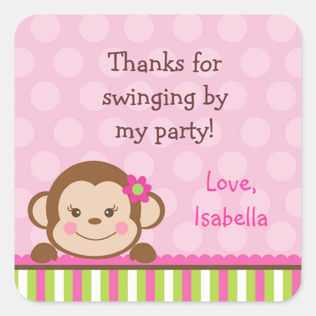 Mod Monkey Favor Gracias pegatinas Sellos de etiqu (Anverso)
