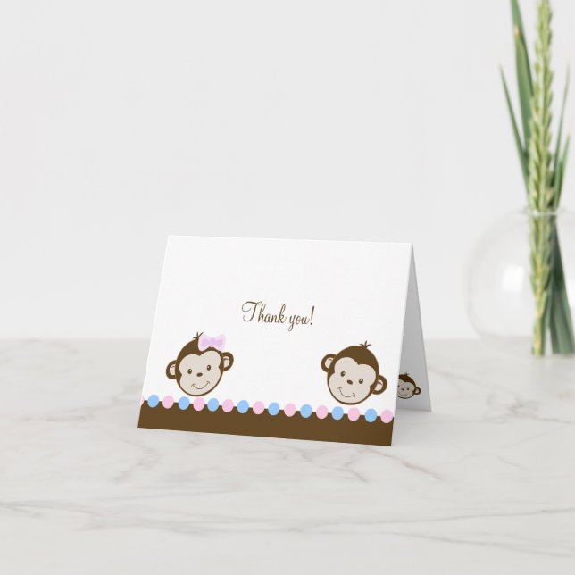 Mod Monkey Twins Pink/Blue Folded Gracias notas (Anverso)