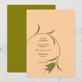 MOD PEACH & OLIVE TULIP WEDDING Invitación