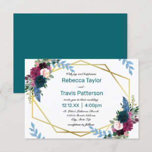 Mod Verde azulado de sangre floral - Invitación a