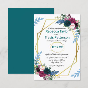 Mod Verde azulado de sangre floral - Invitación a