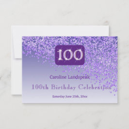 Moda 100 Cumpleaños Purpurina Púrpura RSVP
