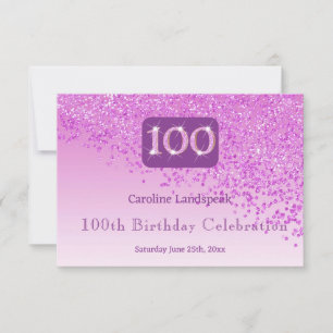 Moda 100 Purpurina rosa de cumpleaños RSVP