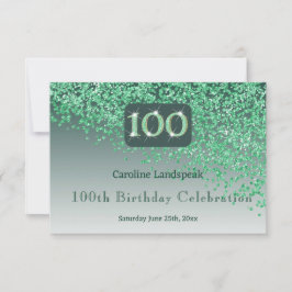 Moda 100 Purpurina Verde de cumpleaños RSVP