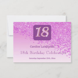 Moda 18 Purpurina rosa de cumpleaños RSVP