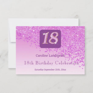 Moda 18 Purpurina rosa de cumpleaños RSVP