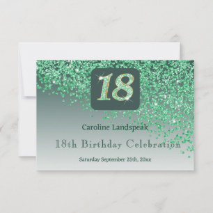 Moda 18 Purpurina Verde de cumpleaños RSVP