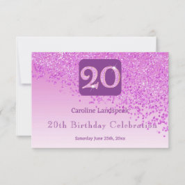 Moda 20 Purpurina rosa de cumpleaños RSVP