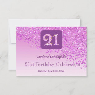 Moda 21ª Purpurina Rosa de Cumpleaños RSVP
