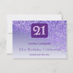 Moda 21 Cumpleaños Purpurina Púrpura RSVP
