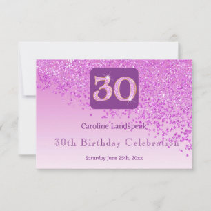 Moda 30 Purpurina rosa de cumpleaños RSVP