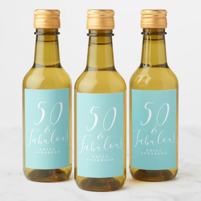 Moda 50 Fabuloso nombre azul 50 cumpleaños (Botellas)