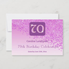 Moda 70 Purpurina rosa de cumpleaños RSVP