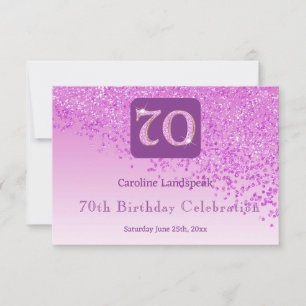 Moda 70 Purpurina rosa de cumpleaños RSVP