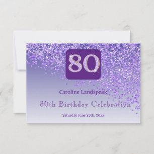 Moda 80 Cumpleaños Purpurina Púrpura RSVP