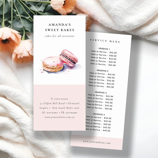 Moda acuarela Macarons Menú Panadería Francesa (Subido por el creador)