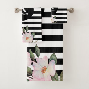 Moda acuarela moderna Rasas rosas rosadas Monogram