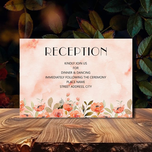 Moda Acuarela Recepción Floral (Watercolor Floral Wedding Reception Enclosure Cards)