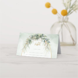 Moda acuarela verde y tarjeta dorada