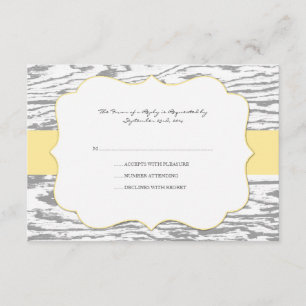Moda amarilla y gris Madera Boda de grano rsvp