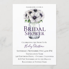 Moda Anemone Floral Bridal Shower Invitación
