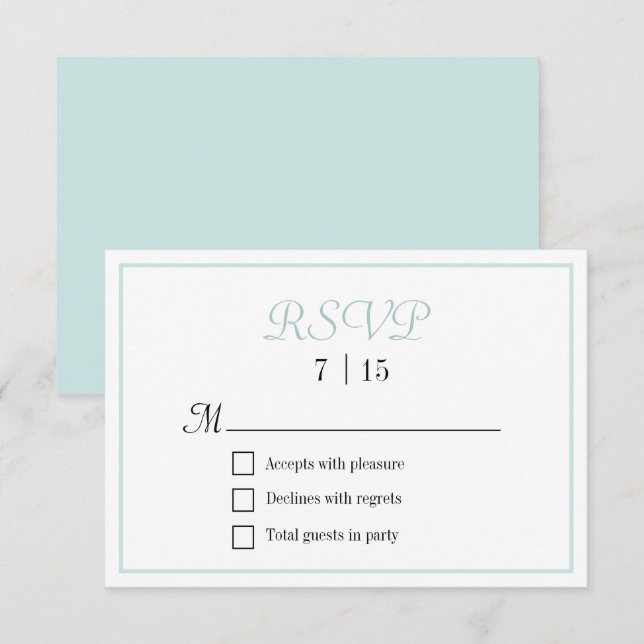 Moda Aqua y White Wedding RSVP (Anverso / Reverso)