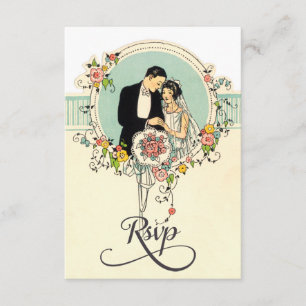 Moda Art Deco de 1920 Novia & Groom Wedding Rsvp