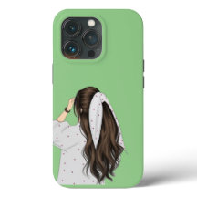 Moda Arte Chica con suave Funda de fondo verde-Mat