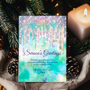 Moda azul aqua unicornio gotea Navidades purpurina