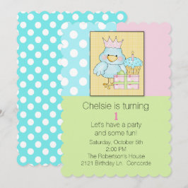 Moda Azul Babys Invitación de primer cumpleaños