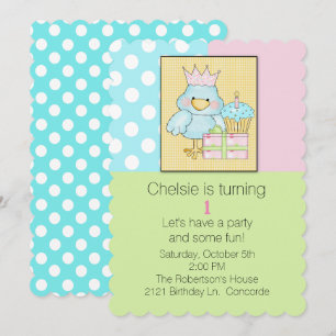 Moda Azul Babys Invitación de primer cumpleaños