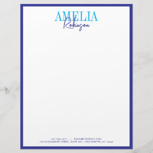 Moda azul contrastar membrete elegante