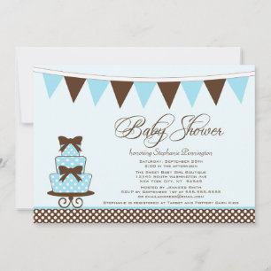 Moda azul + niños marrones invitación a la ducha d